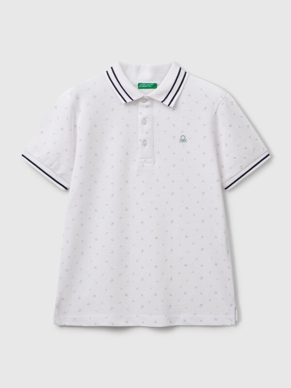 Polo à micro motif en pur coton Garçon