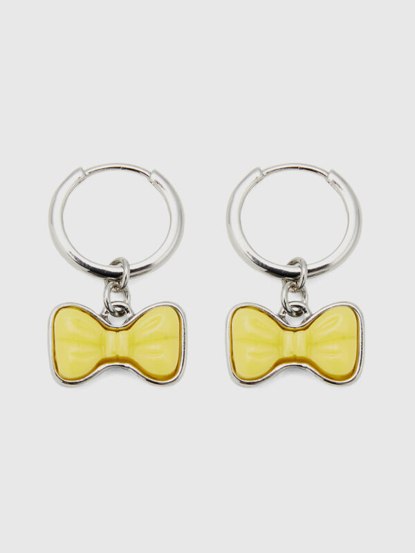 Hoop earrings with yellow bow Women
