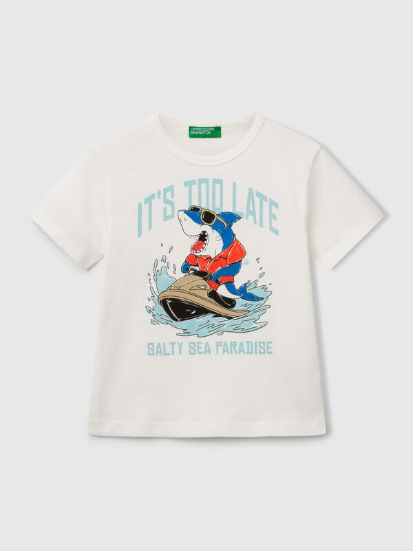 Maglietta in cotone bio con stampa Bambino