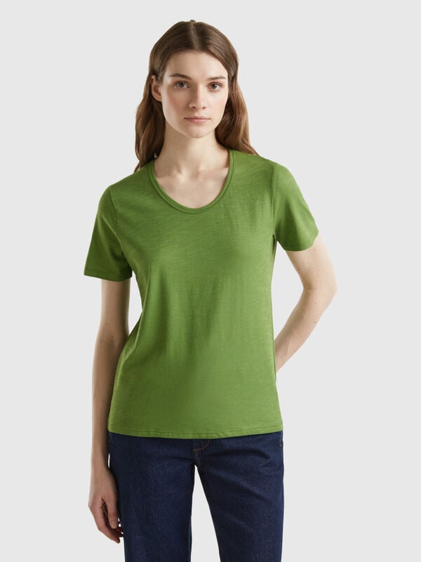 T-shirt à manches courtes en coton léger Femme