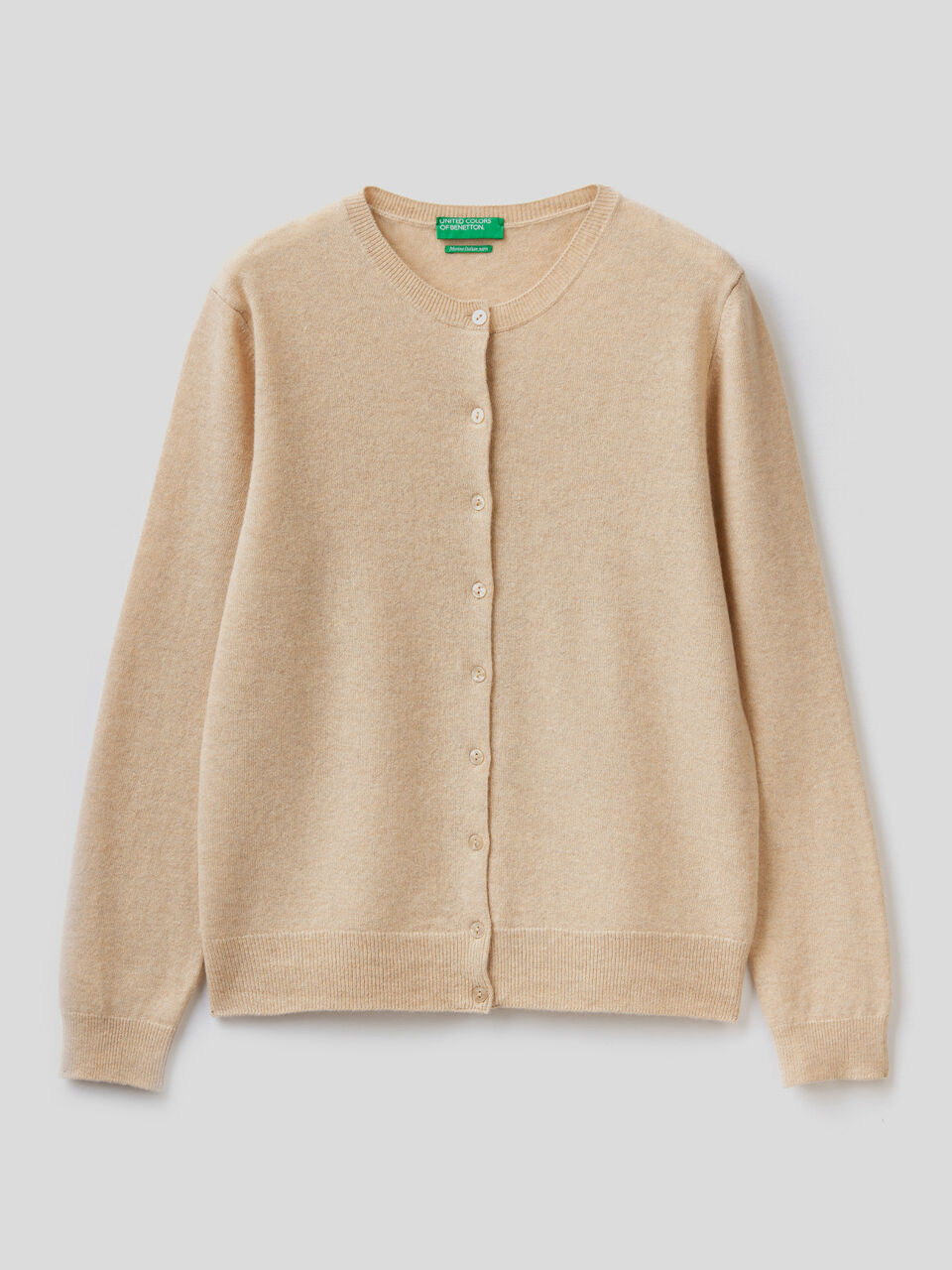 Cardigan girocollo in pura lana vergine image number 1