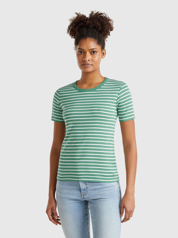 Gestreiftes T-Shirt mit Rundhalsausschnitt Damen
