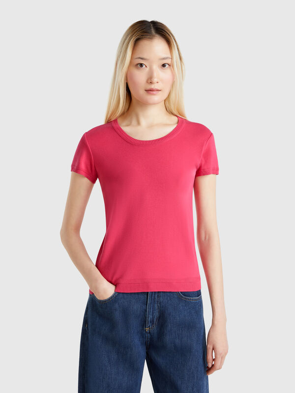 Kurzärmeliger Pulli aus 100% Baumwolle. Damen