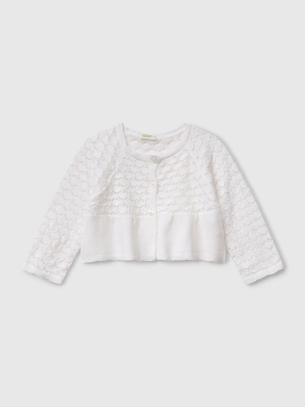 Cardigan lavorato in misto lino Baby