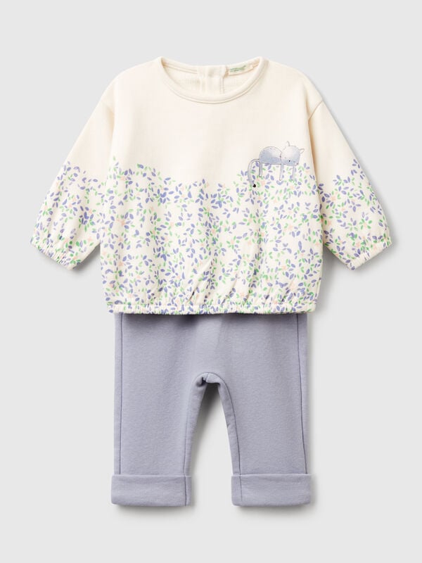 Completo felpa e pantaloni in misto cotone Baby