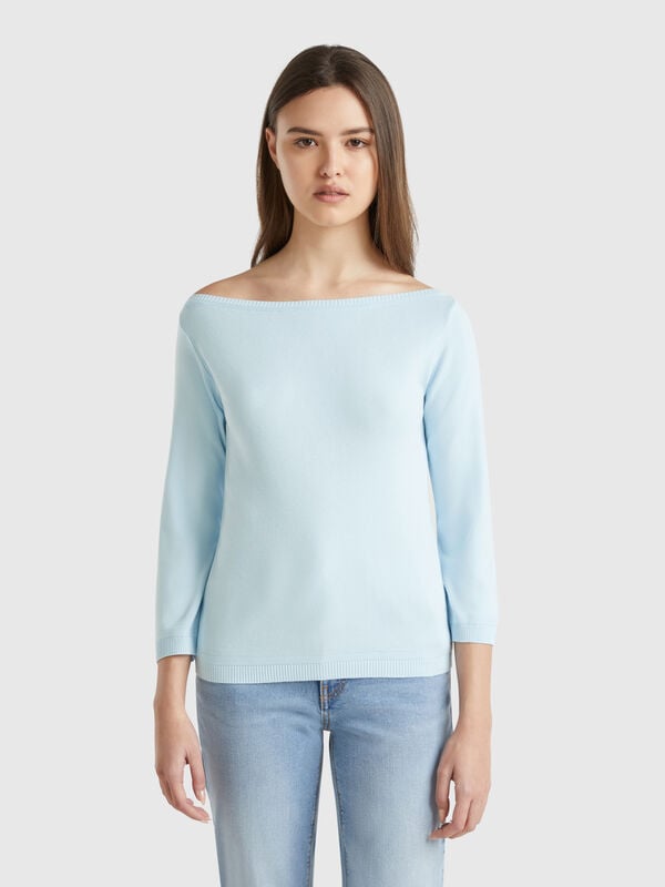 100% cotton boat neck sweater Women