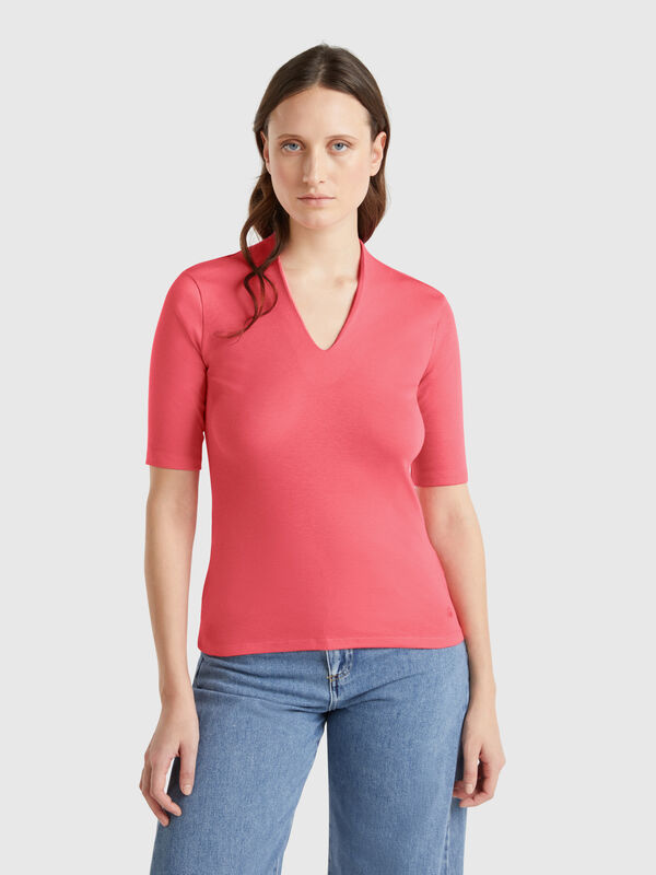 Schmal geschnittenes T-Shirt aus langfaseriger Baumwolle Damen