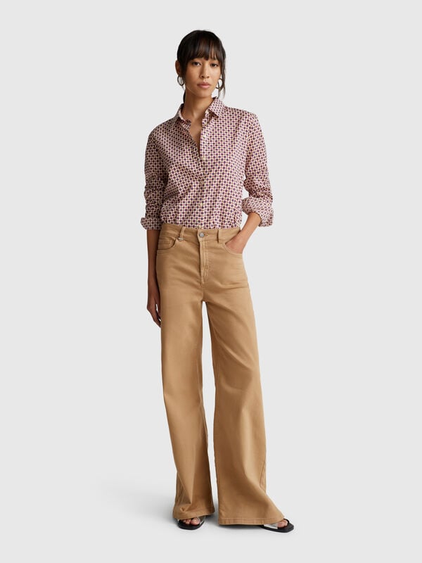 Chemise à motifs en coton léger Femme