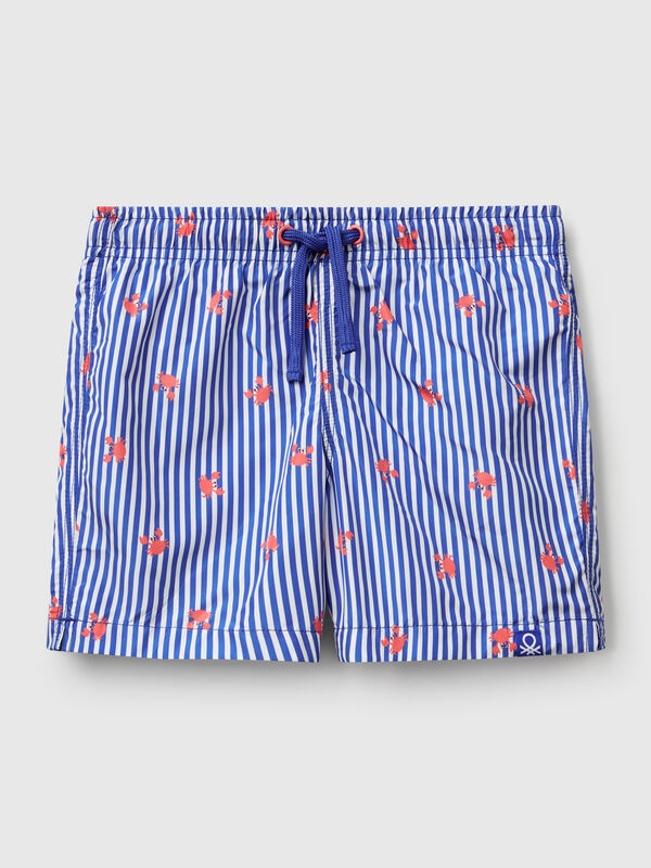 Short de bain en nylon à motifs Garçon