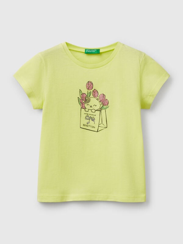 T-shirt in cotton with glitter Junior Girl
