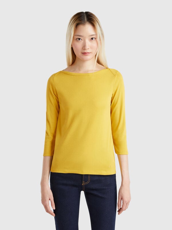 T-shirt con scollo a barchetta 100% cotone Donna