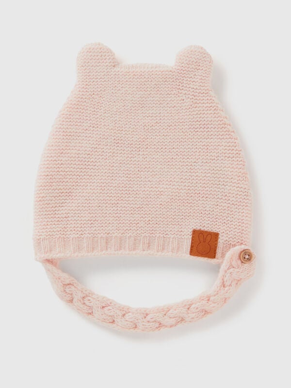 Cappellino con orecchie in misto lana riciclata Baby