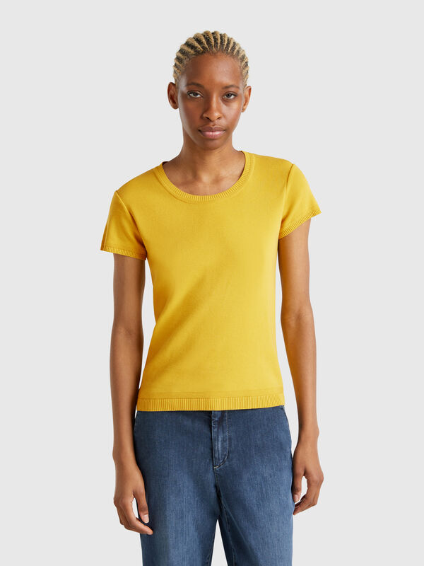 Kurzärmeliger Pulli aus 100% Baumwolle. Damen