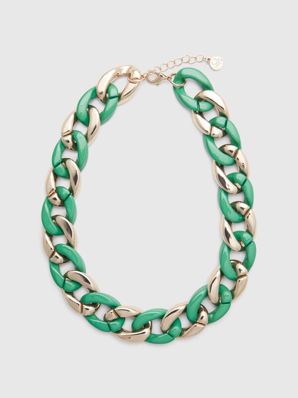 Collier doré et vert Femme