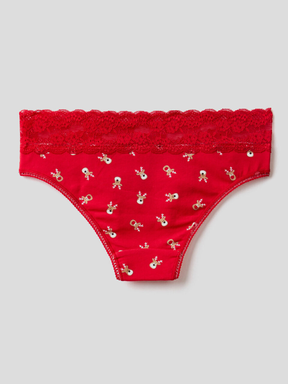 Slip à motif rennes et dentelle image number 2