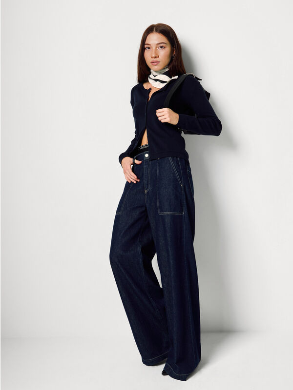 Cardigan blu notte 100% cotone Donna