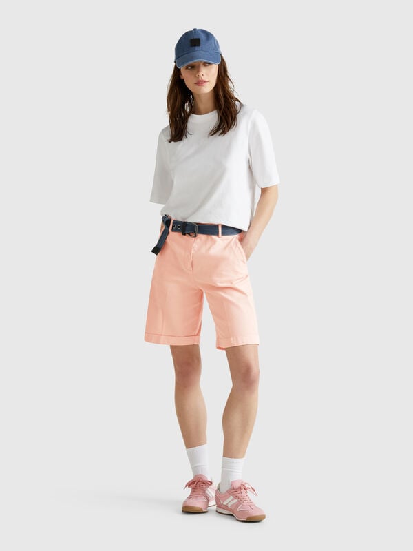 Bermudashorts mit Bündchen aus Stretch-Baumwolle Damen