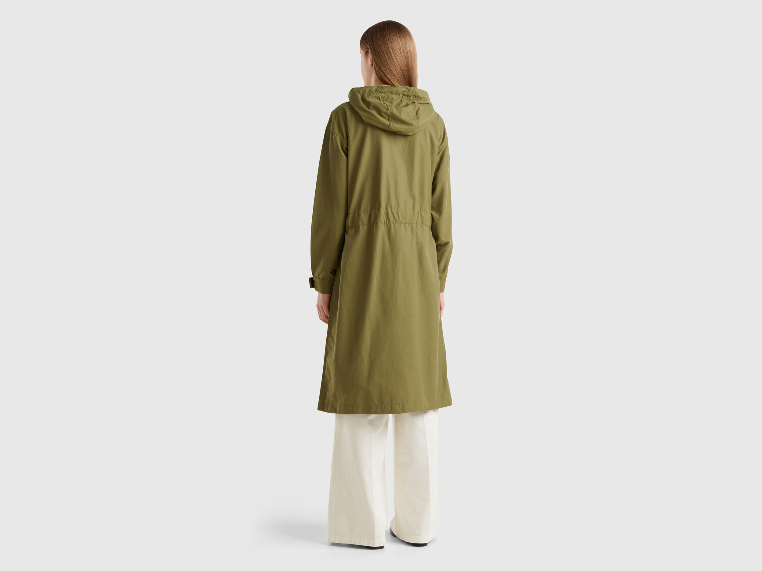 Parka in cotton and nylon Rain Defender blend Green Benetton
