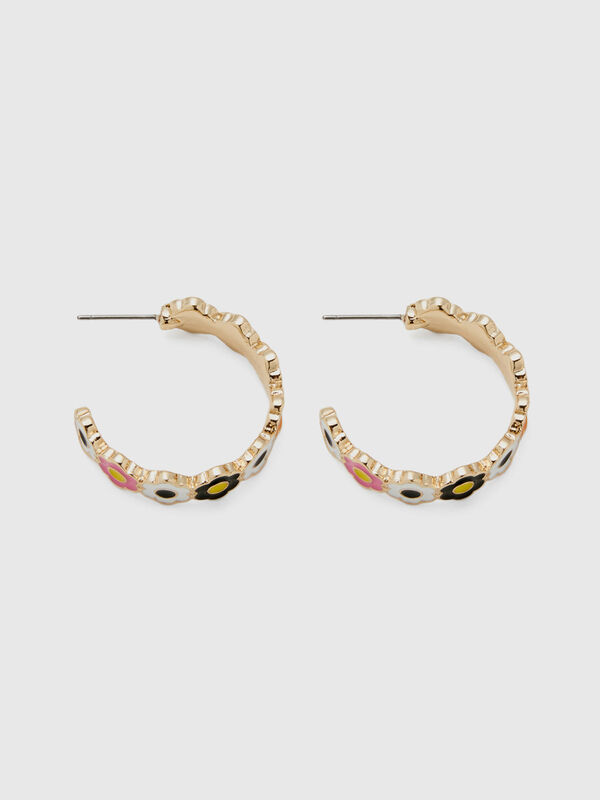 Halbkreis-Ohrringe mit mehrfarbigen Blumen Damen