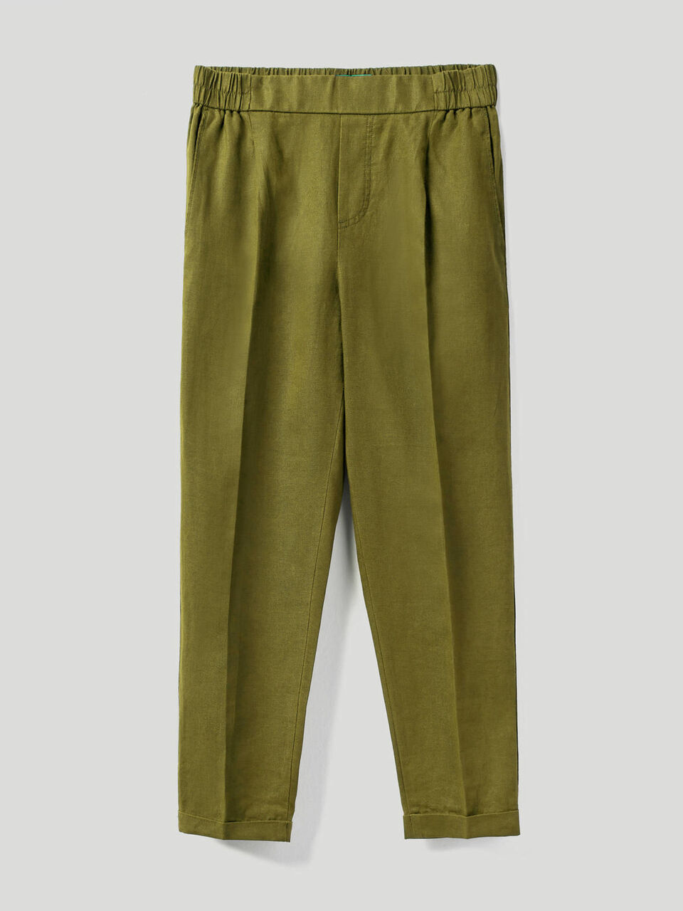 Cropped trousers in 100% linen image number null