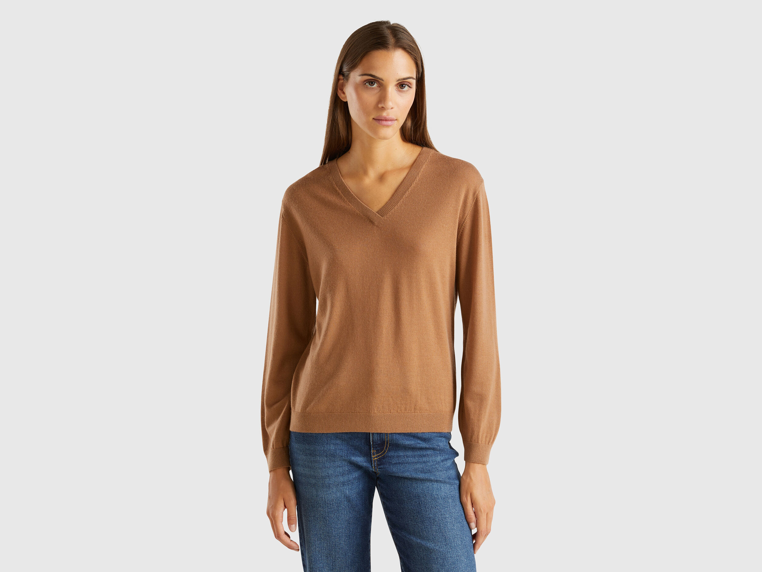 Benetton pull femme col v clearance