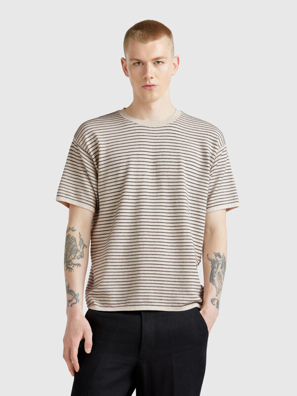 Gestreiftes Strick-T-Shirt Herren