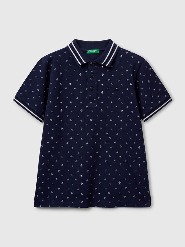 Polo micro fantasia in puro cotone Bambino
