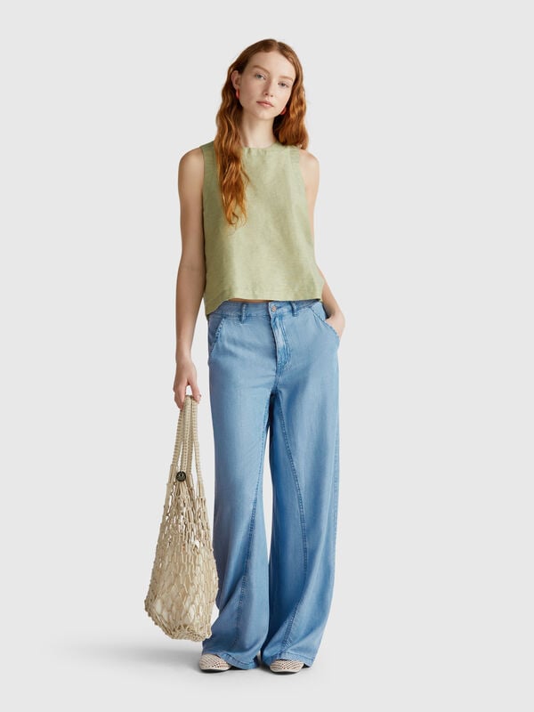 Weite Chambray-Hose Damen