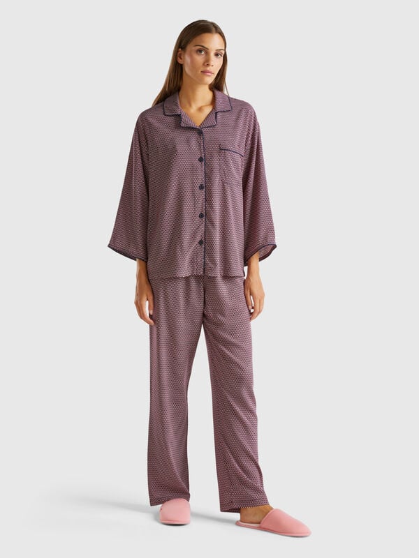 Patterned pyjamas in pure viscose Women