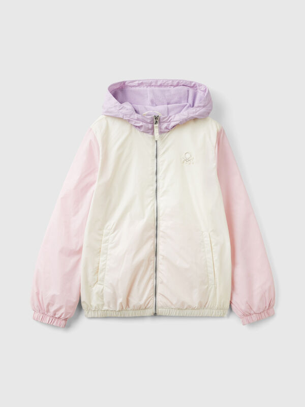 Blouson satiné zippé à capuche Filles