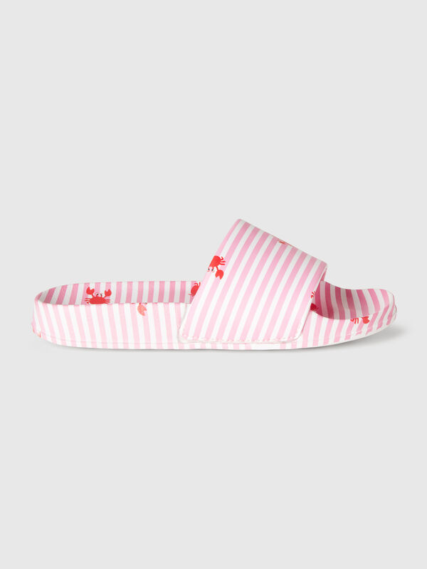Ciabatte a righe rosa con granchi Bambino