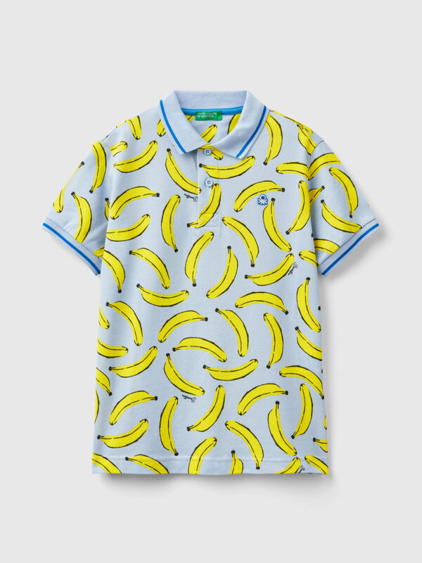 Polo celeste con pattern banane Bambino