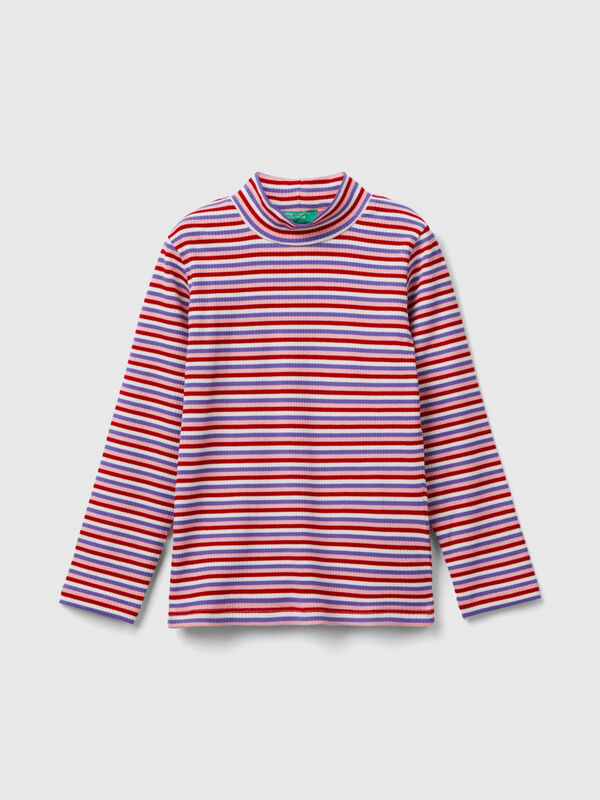 Striped turtleneck t-shirt