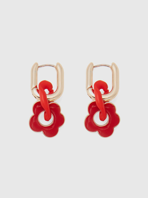 Boucles d’oreilles or à fleur rouge Femme