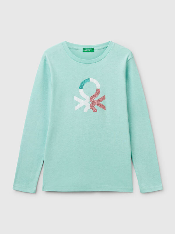 Long sleeve t-shirt with glittery print Junior Girl