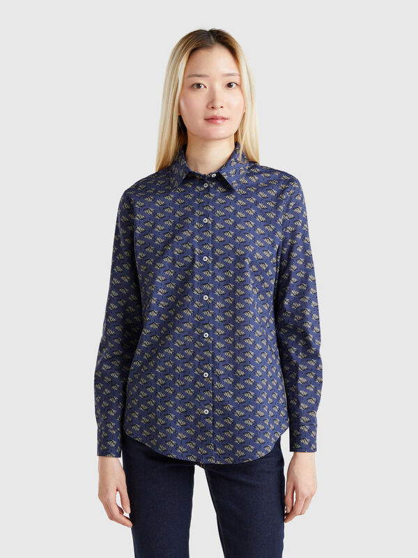 Camicia blu scuro fantasia Donna