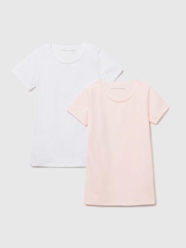 Due t-shirt in cotone stretch Bambina