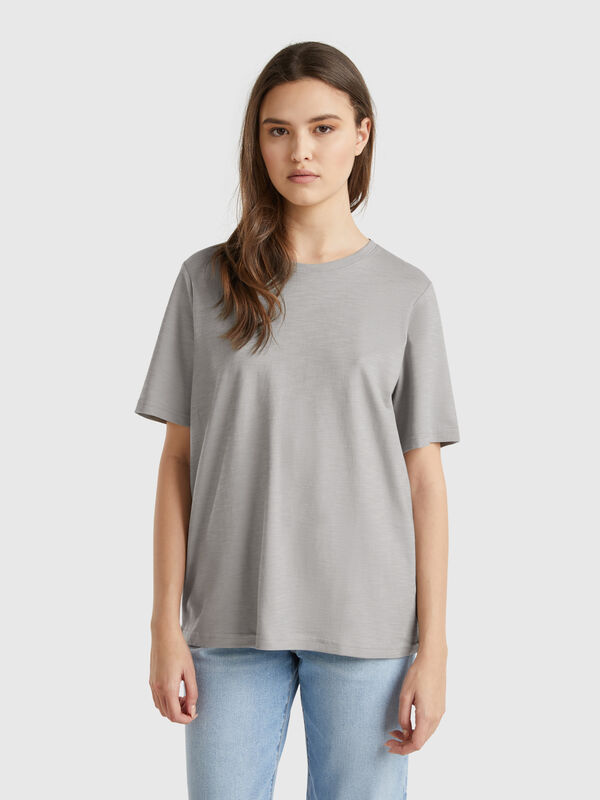 Crew neck t-shirt in slub cotton Women