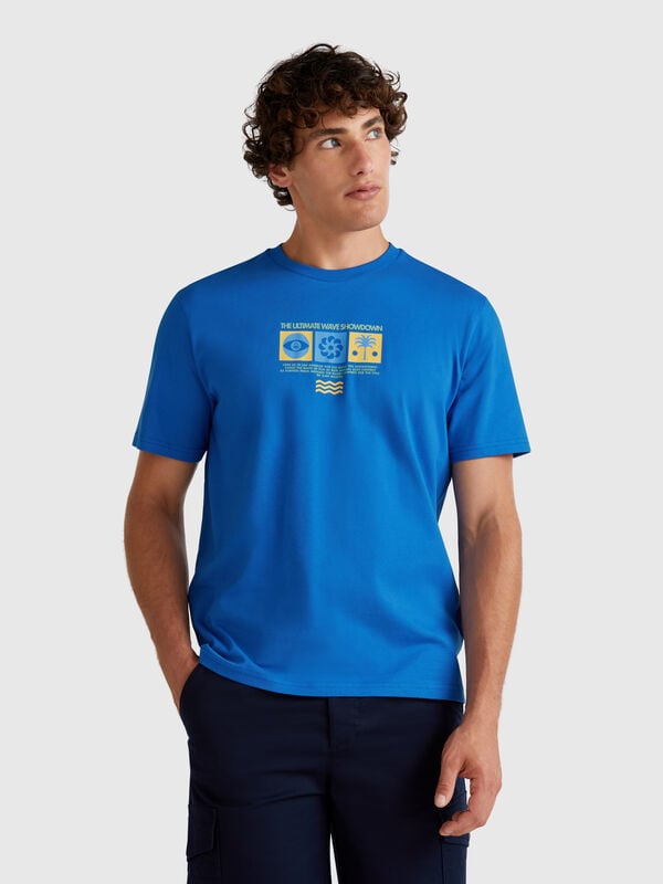 T-shirt bleu avec graphismes Homme