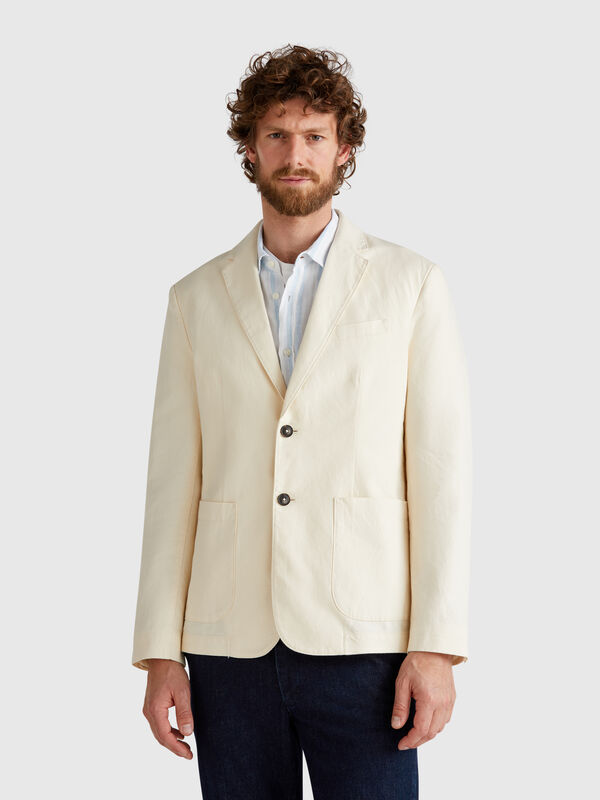 Blazer slim fit in misto lino Uomo