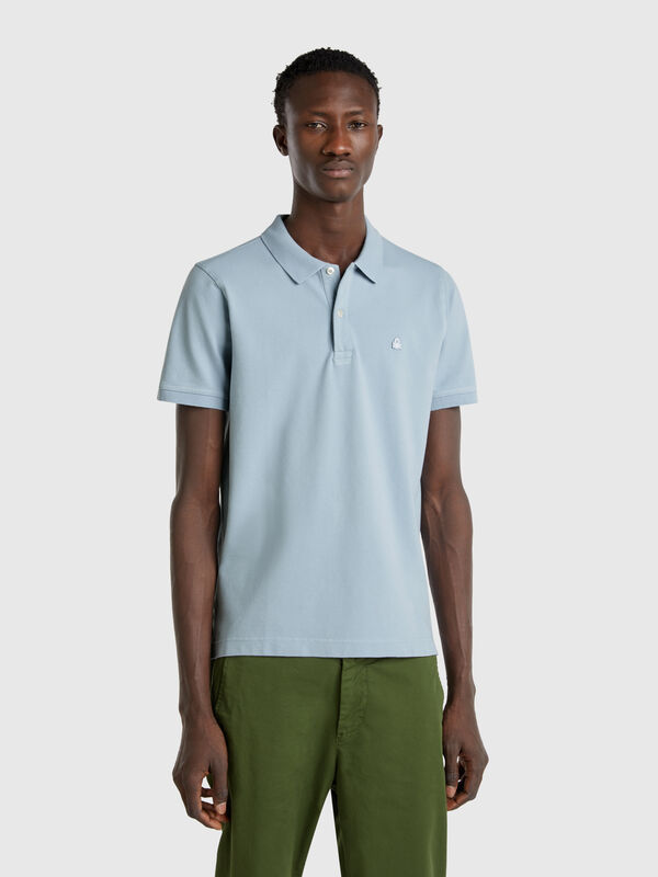 Polo ajusté turquoise Homme
