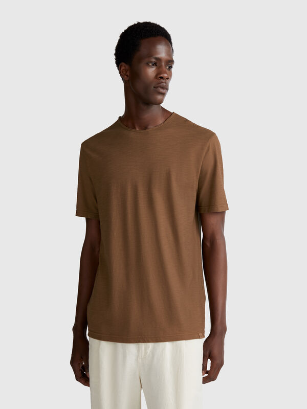 T-Shirt in Braun aus geflammter Baumwolle Herren