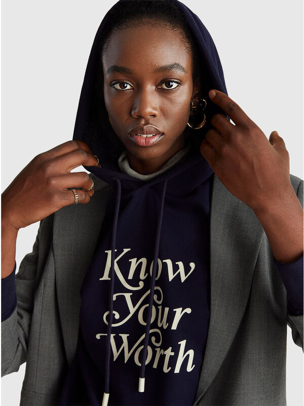 Sweat à capuche avec slogan Femme