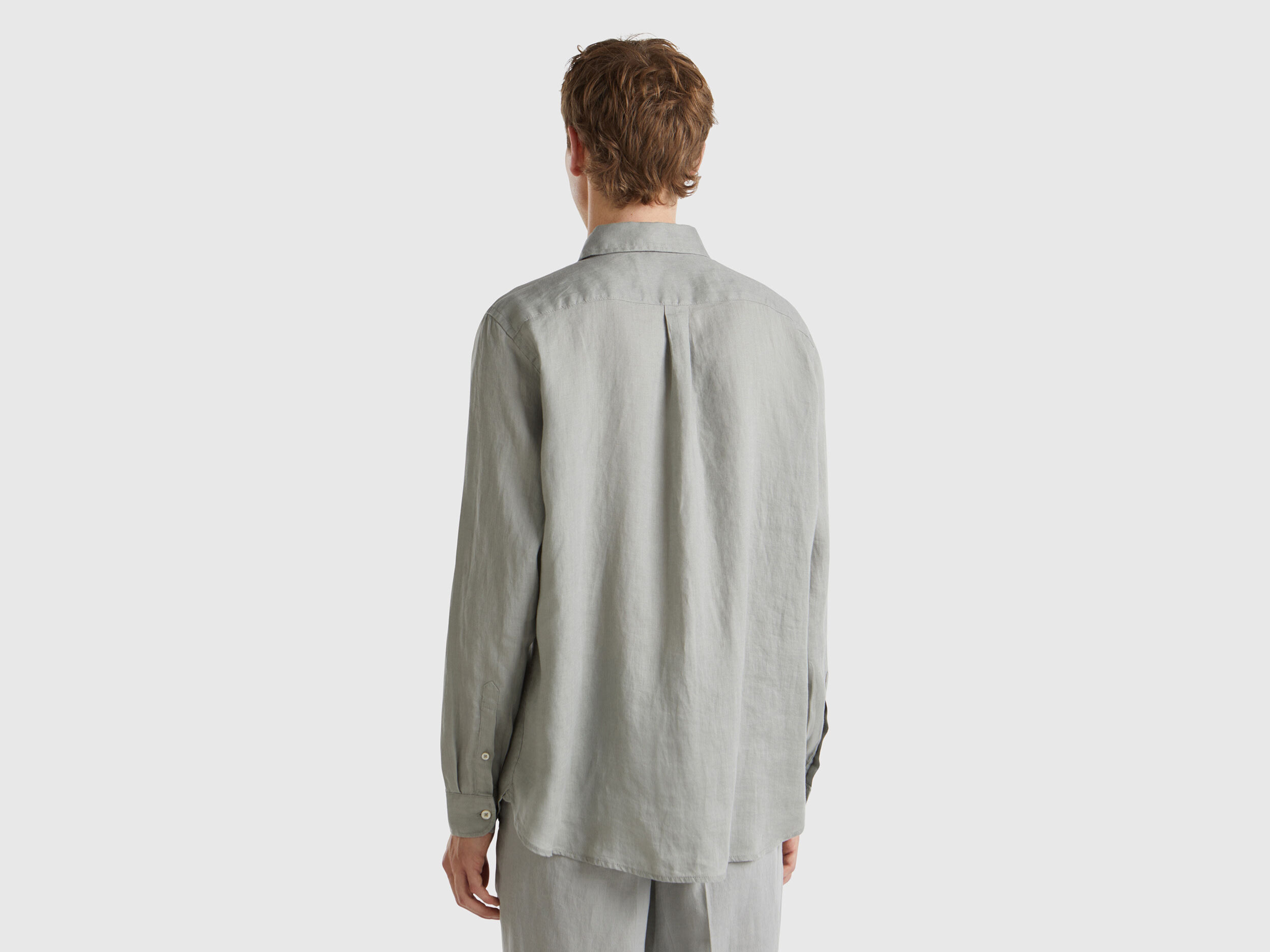 Camicia in puro lino Grigio Benetton