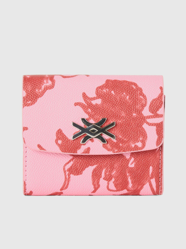 Portemonnaie in Pastellrosa mit Blumendruck Damen