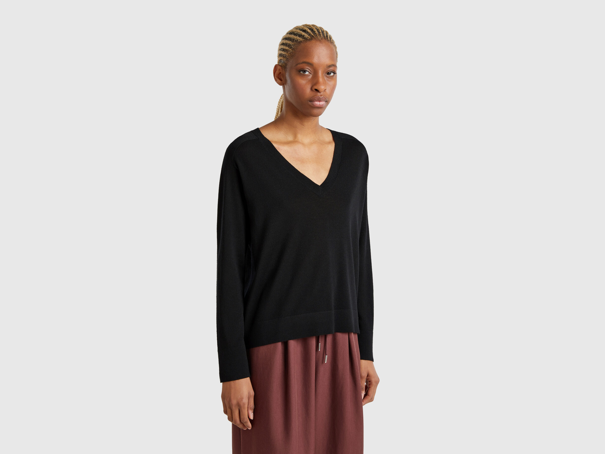 V NECK SWEATER L/S Femme image number 0