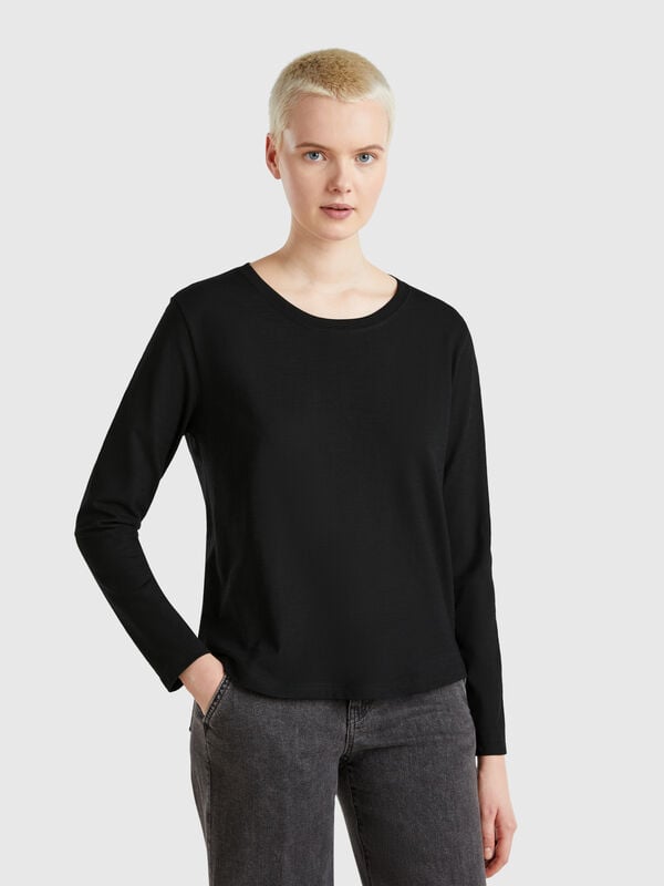 Langärmliges T-Shirt aus leichter Baumwolle Damen