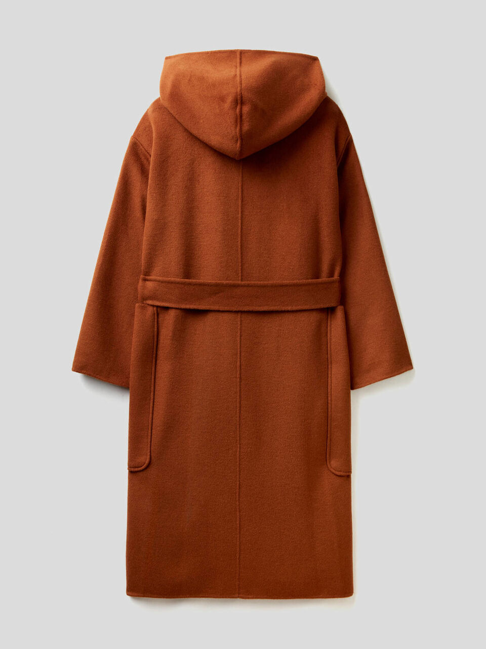 Coat with hood in wool blend image number 2