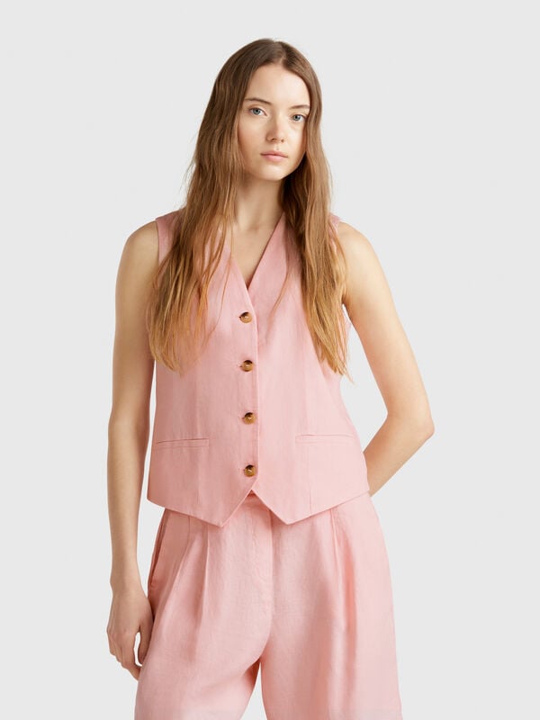 Pure linen vest Women