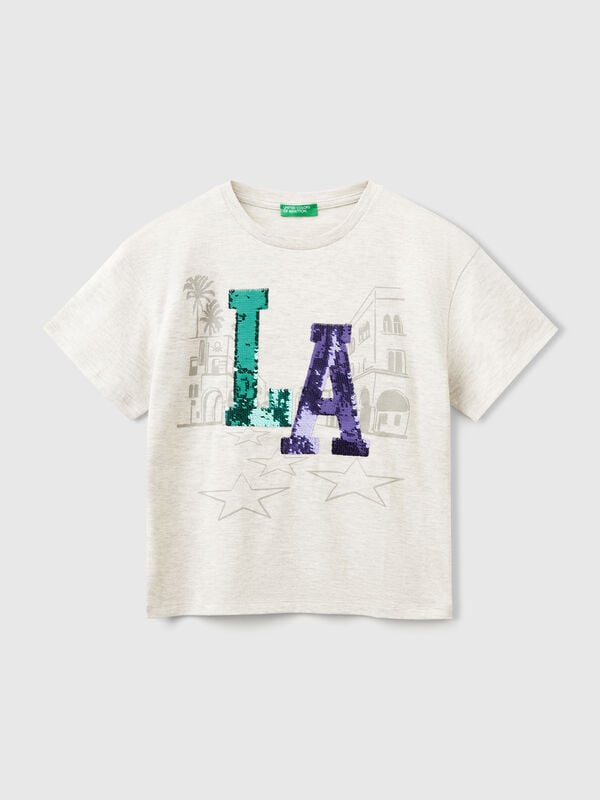 T-shirt with print and sequins Junior Girl